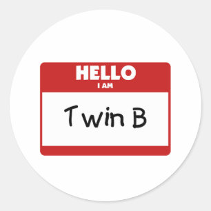 Hello I Am Twin B Classic Round Sticker