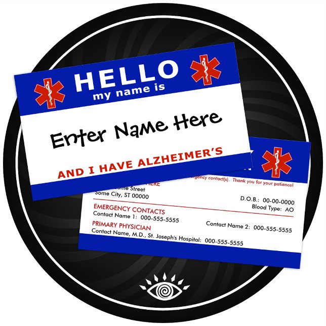 HELLO i have alzheimers emergency info Business Card (Creator Uploaded)