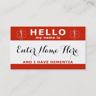HELLO i have dementia emergency contact card