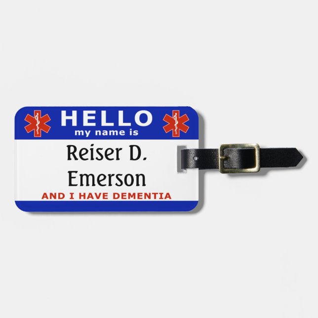 HELLO i have dementia identification Luggage Tag (Front Horizontal)