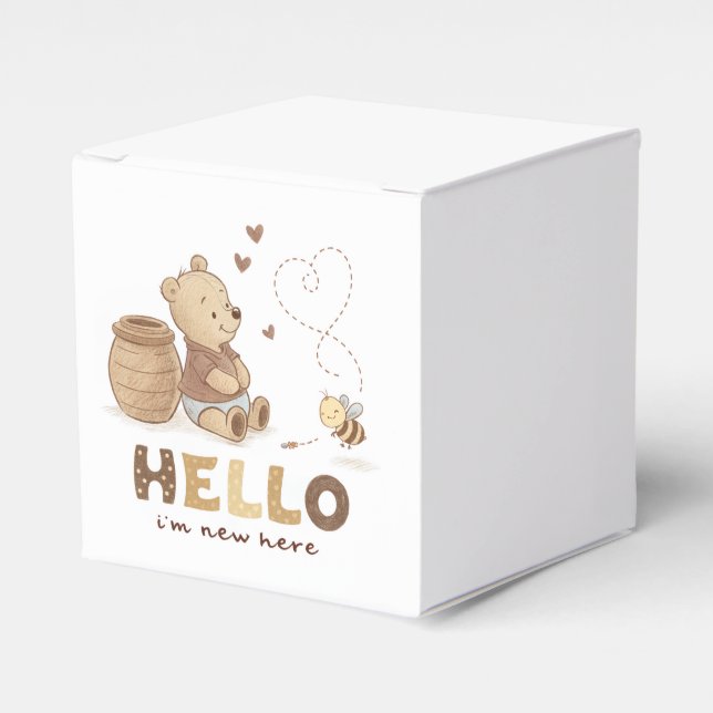Hello I’m New Here Cute Classic Teddy Bear  Favour Box (Front Side)