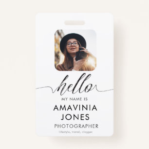 HELLO ID Identification Travel Business Badge Pass ID Badge