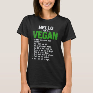 Hello I'm A Vegan Vegetarian Veggie Animals Rights T-Shirt