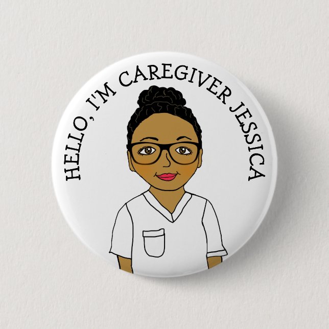 Hello, I'm Caregiver Add Name 6 Cm Round Badge (Front)