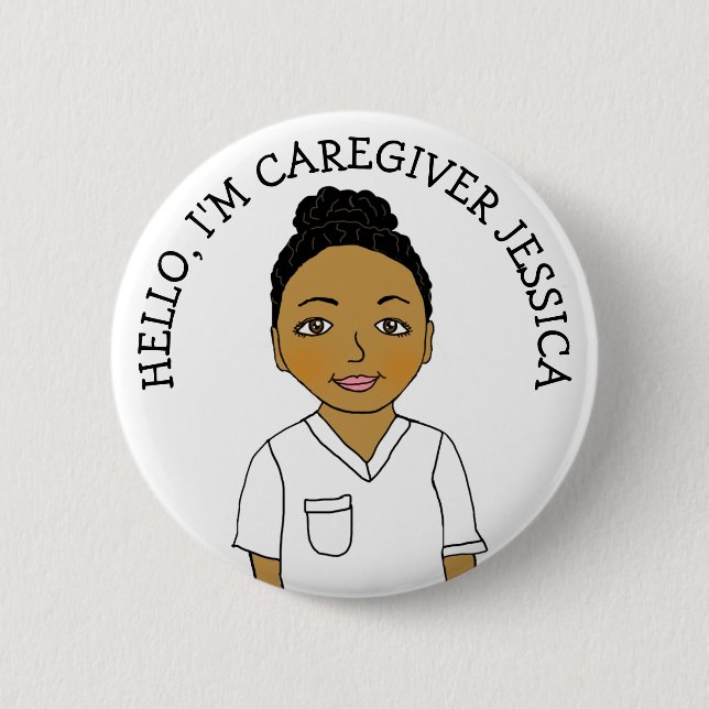 Hello, I'm Caregiver Add Name 6 Cm Round Badge (Front)