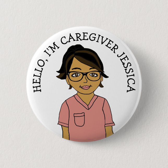 Hello, I'm Caregiver Add Name 6 Cm Round Badge (Front)