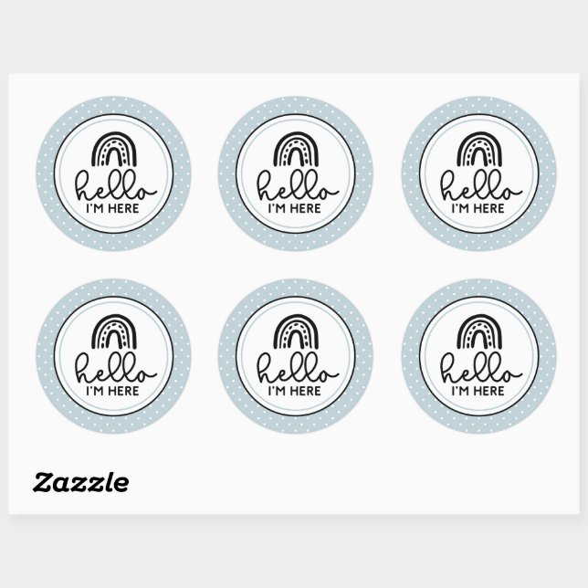 Hello I'm here Baby milestone  Classic Round Sticker (Sheet)