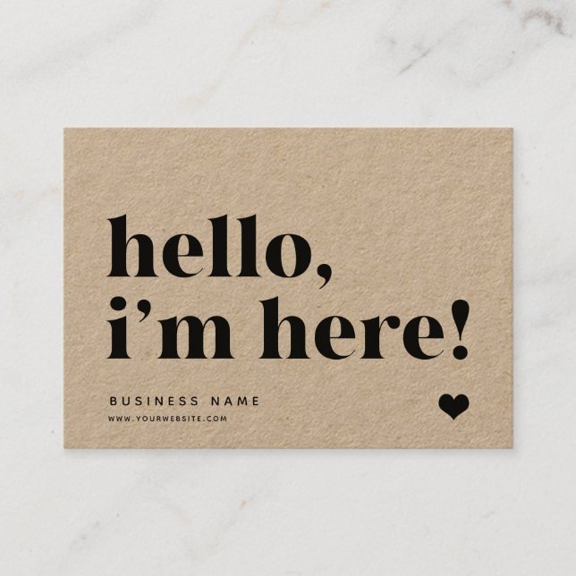 Hello I'm Here | Branding Thank You Insert Kraft (Front)