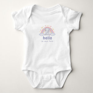 Hello I'm New Here Baby Elephant Design Bodysuit