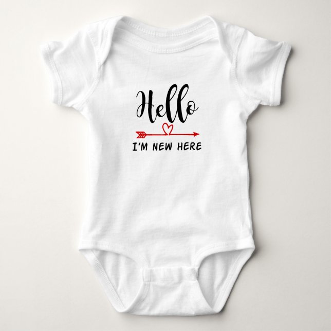Hello, I'm New Here Baby Vest Bodysuit (Front)