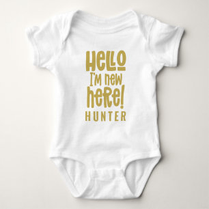 Hello I'm new here modern typography new baby Bodysuit
