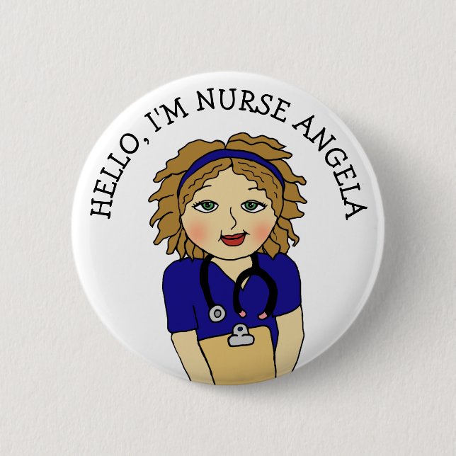 Hello, I'm Nurse Add Name 6 Cm Round Badge (Front)
