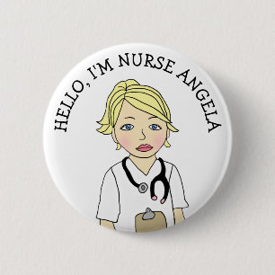 Hello, I'm Nurse Add Name 6 Cm Round Badge
