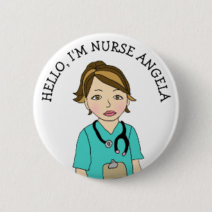 Hello, I'm Nurse Add Name 6 Cm Round Badge