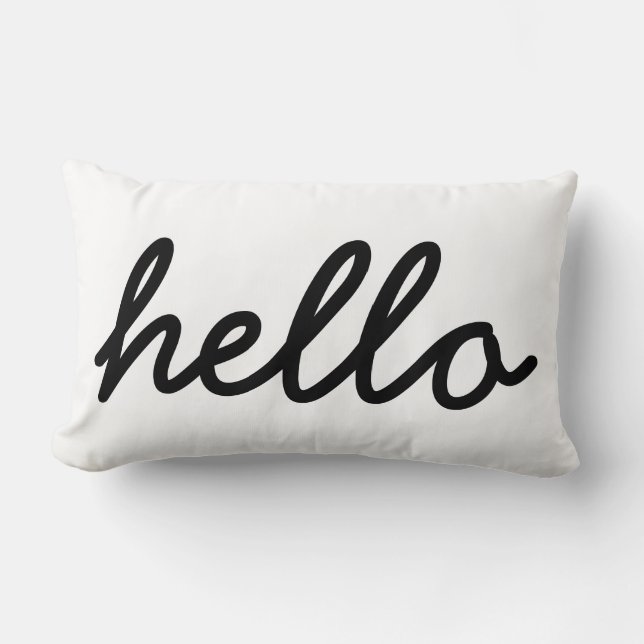 Hello in a Playful Font Lumbar Cushion (Front)