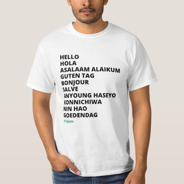 Hello in Different Languages Ayusa Men's T-Shirt (Front)