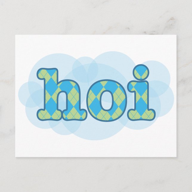 Hello in dutch hoi with argyle pattern postcard (Front)