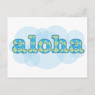 Hello in Hawaiian - Aloha with argyle pattern Postcard