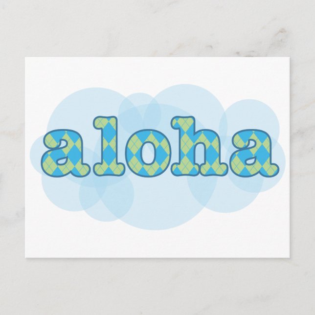 Hello in Hawaiian - Aloha with argyle pattern Postcard (Front)