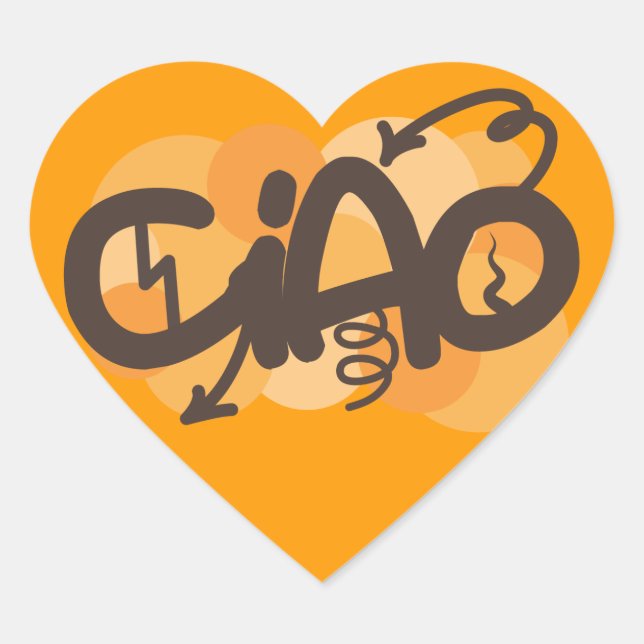 Hello in Italian Heart Sticker (Front)