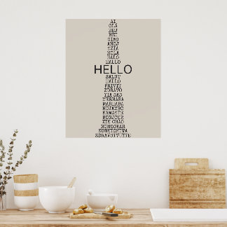 Hello in Many Languages Print, Minimalist Entryway Poster