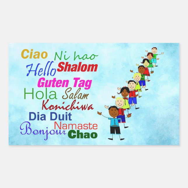 Hello In Many Languages Rectangular Sticker (Front)
