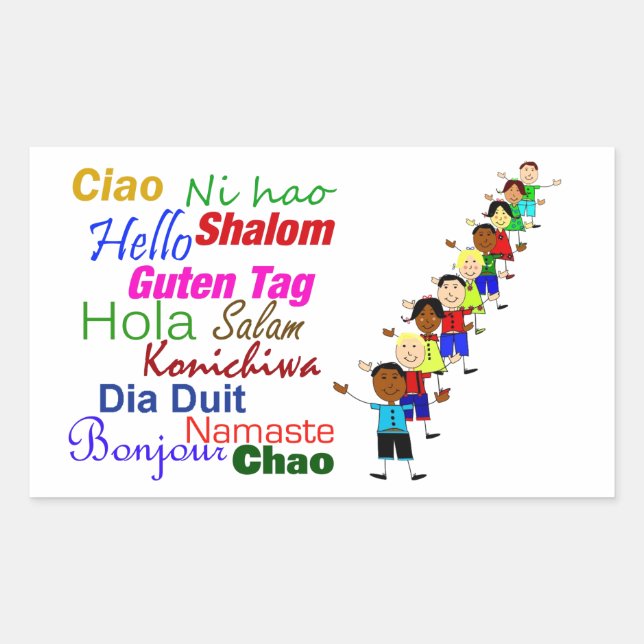 Hello In Many Languages Rectangular Sticker (Front)