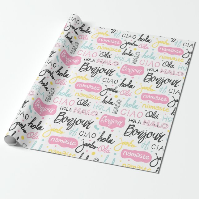 HELLO IN MANY LANGUAGES WRAPPING PAPER (Unrolled)