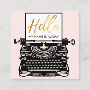 Hello Introduction Vintage Antique Typewriter Square Business Card