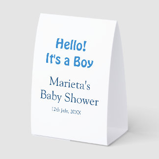 Hello ITS A BOY BABY SHOWER BLUE NAME DATE SIMPLE