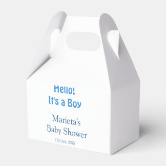 Hello ITS A BOY BABY SHOWER BLUE NAME DATE SIMPLE Favour Box