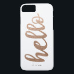 HELLO It's Me typography script bronze iPhone 7 iPhone 8/7 Case<br><div class="desc">Hello,  Can You Hear Me? I was wondering if after all these you&#39;d like to meet :)</div>