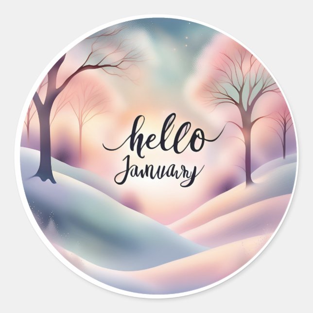 Hello January Classic Round Sticker (Front)