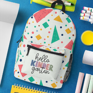 Hello Kinder Garten colourful geometric Printed Backpack