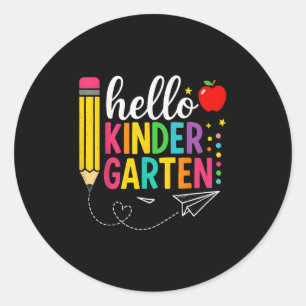 Hello Kindergarten Back To School Kindergarten Tea Classic Round Sticker