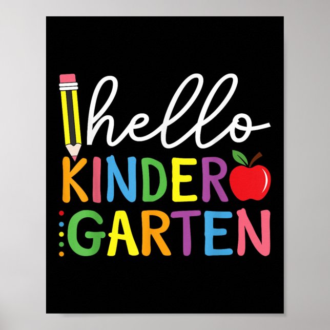 Hello Kindergarten Back To School Kindergarten Tea Poster (Front)