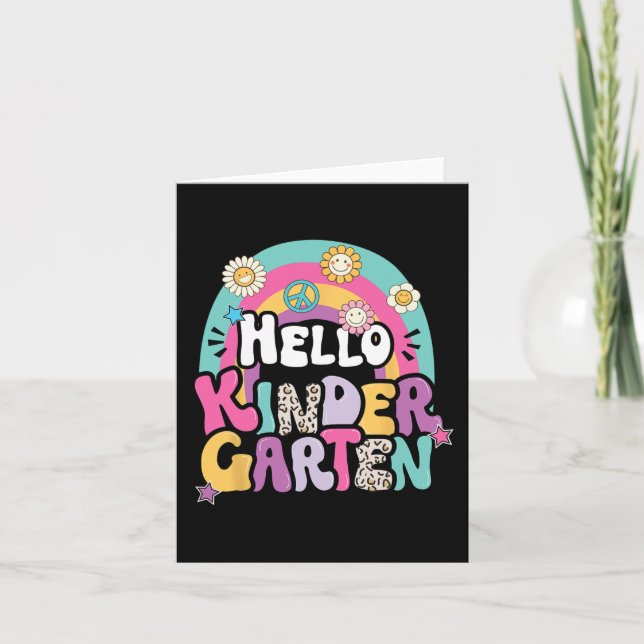 Hello Kindergarten Back To School Teacher Boy Girl Card (Front)