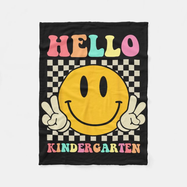Hello Kindergarten Byck To School Groovy Teacher S Fleece Blanket (Front)