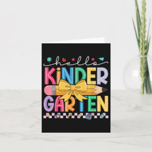 Hello Kindergarten Coquette Bow Pencil Kinder Back Card