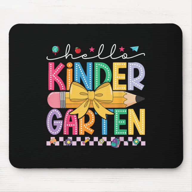 Hello Kindergarten Coquette Bow Pencil Kinder Back Mouse Mat (Front)