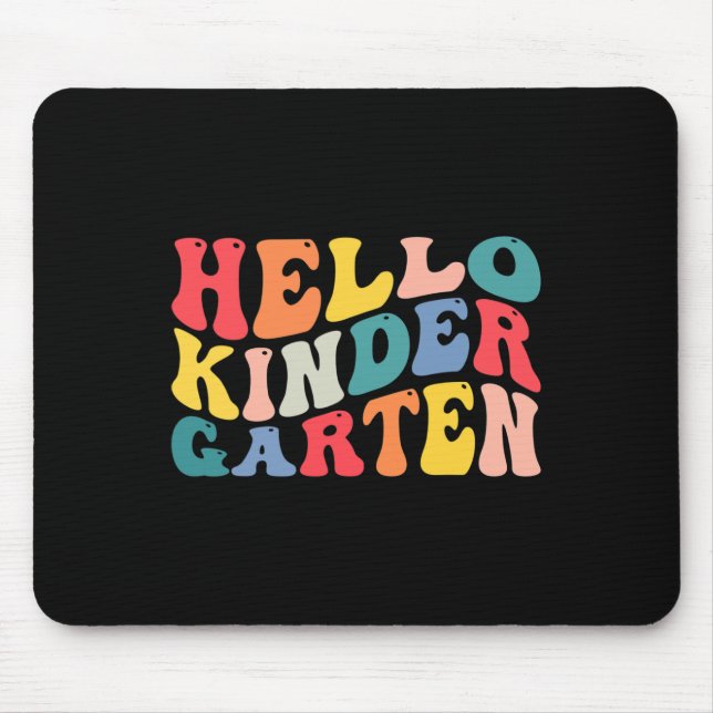 hello kindergarten crew teacher Back To School Ret Mouse Mat (Front)