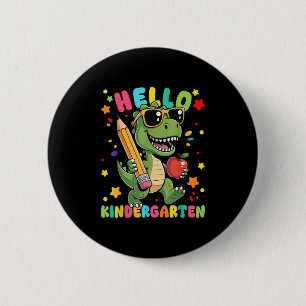 Hello Kindergarten Dinosaur First Day Back To Scho 6 Cm Round Badge