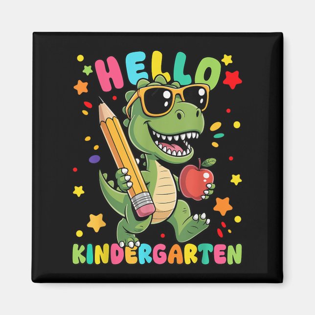 Hello Kindergarten Dinosaur First Day Back To Scho Magnet (Front)