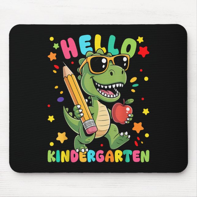Hello Kindergarten Dinosaur First Day Back To Scho Mouse Mat (Front)