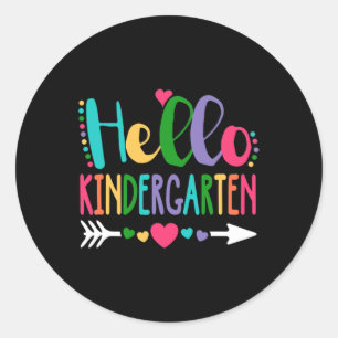 Hello Kindergarten Heart Teacher Student Back To S Classic Round Sticker