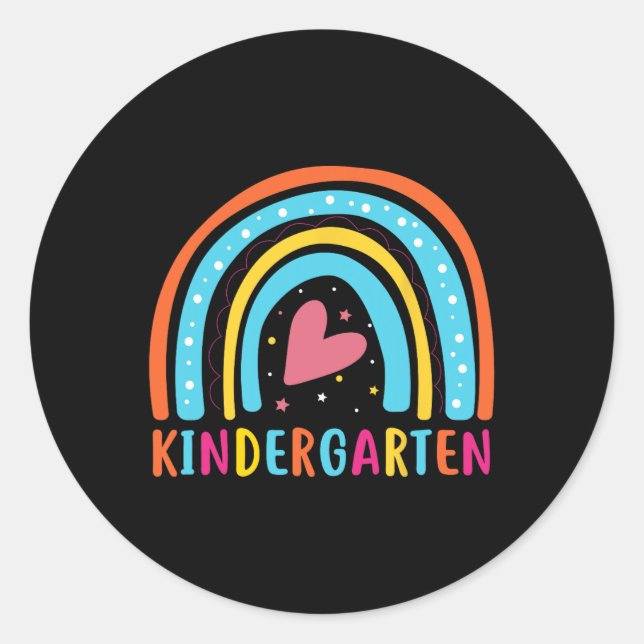 Hello Kindergarten Kindergarten Rainbow  Classic Round Sticker (Front)