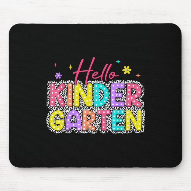 Hello Kindergarten Leopard Back School Educate Cl  Mouse Mat (Front)