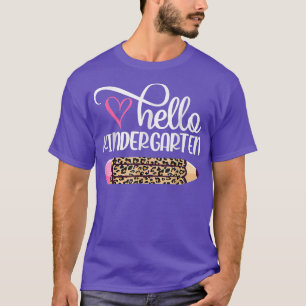 Hello Kindergarten Leopard Pencil Back To School T T-Shirt