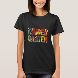 Hello Kindergarten Leopard Print Teacher Back To S T-Shirt