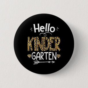 Hello Kindergarten Leopard Teacher Back To School 6 Cm Round Badge